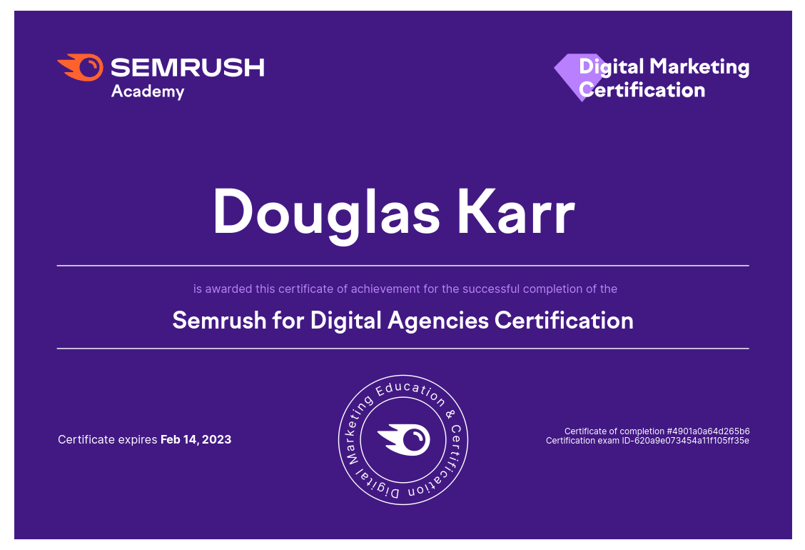 Semrush Digital Academy Certification